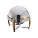 Ecoquality 6 Quart Round Chafer Roll Top Stainless Steel Gold Accent Extra Heavyweight Stainless Steel in Gray | Wayfair EQ103AVRT-1