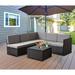 Ebern Designs Ilselore 4 Piece Sectional Seating Group w/ Cushions Synthetic Wicker/All - Weather Wicker/Wicker/Rattan in Gray/Black | Outdoor Furniture | Wayfair