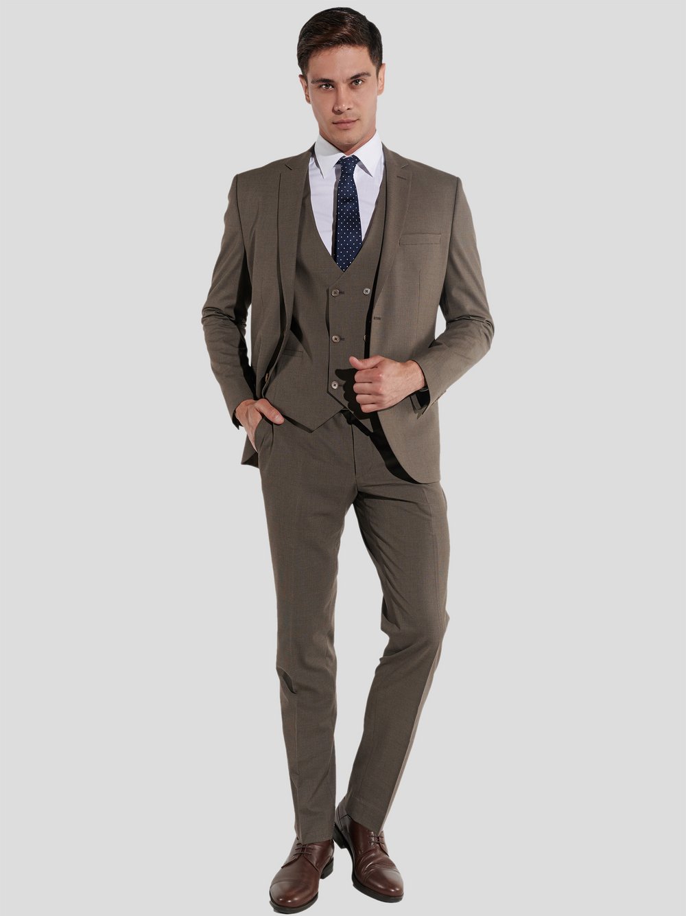 Steffen Klein Anzug Slim-Fit Herren Slim Fit taupe, 54 Image