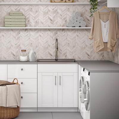 WYNDENHALL Marina Transitional Laundry Cabinet with Faucet and Stainless Steel Sink