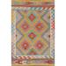 Southwestern Kilim Oriental Foyer Rug Geometric Hand-Woven Wool Carpet - 3'3"x 5'0"