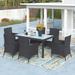 7-Piece Outdoor Dining set for 7, Rattan Furniture Set with Cushion