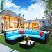 5 Pieces Rattan sectional Outdoor Furniture Cushioned U Sofa set with 2 Pillow