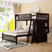 Wooden Twin Over Full Bunk Bed With Six Drawers And Flexible Shelves,Bottom Bed With Wheels