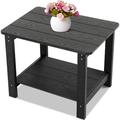 Relefree Outdoor Patio Rectangular Side Table 22.8 2-Tier End Table for Adirondack Chair Backyard Garden Pool Lawn Beach Black