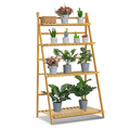 Magshion Bamboo 4 Tiers Foldable Plant Stand Flower Display Shelf Rack Natural for Garden