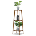 Magshion Bamboo 3 Tiers Trapezoid Plant Stand Display Rack Flower Storage Shelf Brown for Home