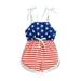 Toddler Kids Baby Romper Girls Sleeveless Independence Day Stars Striped Printed Suspenders Jumpsuit Outfits For 2-3 Years