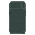 Elepower for iPhone 14 Case Non-Slip Stripes PC Backplane & TPU Bumpers Cover Built-in Semi-Automatic Sliding Camera Protection Military Grade Shockproof Protective Shell Darkgreen