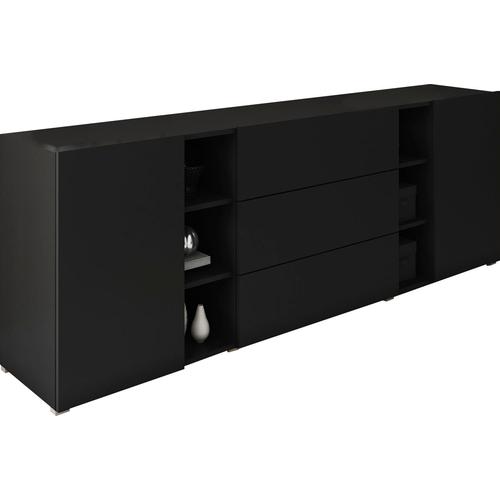 „Sideboard INOSIGN „“BERLIN““ Sideboards Gr. B/H/T: 190 cm x 66,3 cm x 39,0 cm, 3, schwarz (graphitschwarz) Sideboards Breite 190 cm“
