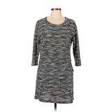 Alya Casual Dress - Shift Scoop Neck 3/4 sleeves: Black Color Block Dresses - Women's Size Medium