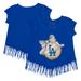 Girls Toddler Tiny Turnip Royal Los Angeles Dodgers Baseball Bow Fringe T-Shirt