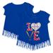 Girls Toddler Tiny Turnip Royal Texas Rangers Baseball Love Fringe T-Shirt