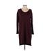 Gap Casual Dress - Shift Scoop Neck Long sleeves: Burgundy Print Dresses - Women's Size X-Small Petite