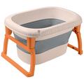 Baby Bath Tub Support Foldable, Newborn Bathtub Baby Bath Tub Stand - Collapsible Plastic Folding Bath Tubs Toddler Baths Large Children Kids Shower Basin Travel Bath seat,Orange