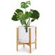 Fox & Fern Wooden Plant Stand for Plant Pots, Indoor Plant Stand, Sturdy & Adjustable Outdoor Plant Stand, Easy To Assemble Bamboo Flower Pot Plant Pot Stand, Eco-Friendly Plant Stands Indoor (Single)