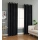 Best Linen Jacquard Eyelet Curtains for Living Room Ring Top Curtain Pair Fully Lined Modern Panels Curtains for Bedroom/Home Office with 2 Free Tie-Backs (Black, W 66" x L 90")