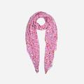 Fuchsia Glitter Scarf, Foil Floral Print, Boho Sparkle Scarves For Women, Gift Her, Lightweight Vintage Shawl, Wrap