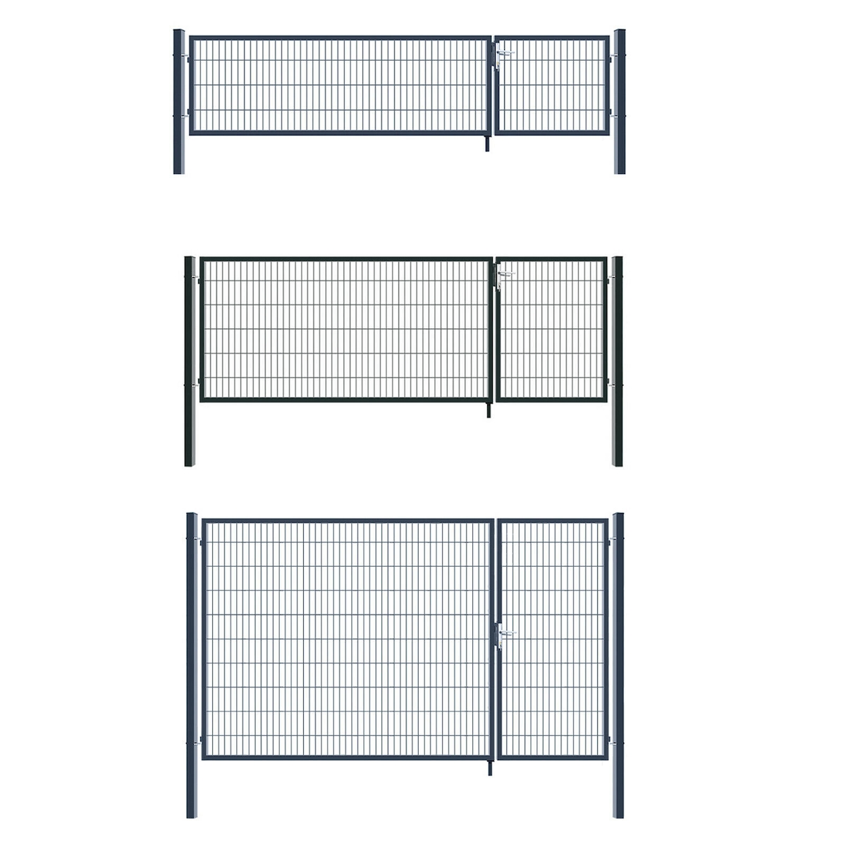 Aileenstore Gartentor Zauntor Einfahrtstor Stabmattenzaun Doppelflügel Anthrazit Grau 1000 x 3500 mm Image