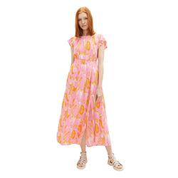 TOM TAILOR Denim Damen 1036629 Kleid mit Muster & Raffung, 31704-Abstract Pink Print, L