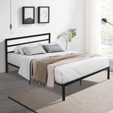 Queen Size Metal Bed Frame with Headboard and Under Bed Storage