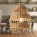 Bay Isle Home™ 12.75" W 1-Light Okmulgee Rattan & Metal Pendant Metal in Brown/Gray | 18 H x 12.75 W x 12.75 D in | Wayfair