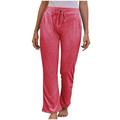 Mrat Dressy Pants For Women Full Length Pants Ladies Fashion Summer Solid Casual Pocket Elastic Waist Long Pants Baseball Pants Red XXXL