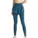 Mrat Women Pants Comfort Full Length Yoga Pants Fashion Solid Color Hip Lifting Elastic Fitness Running Yoga Pants Female Comfy Pants Trendy Blue XXXL