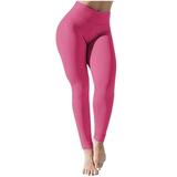 Mrat Baseball Pants Full Length Yoga Pants Women Soft High Waist Stretch Pleated Yoga Pants Casual Fitness Leggings Trouser Ladies Hiking Pants Pink S