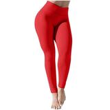 Mrat Women Pants Summer Full Length Yoga Pants Ladies Soft High Waist Stretch Pleated Yoga Pants Casual Fitness Leggings Trouser Female Workout Pants Red M