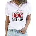 fartey Graphic Tops for Women Baseball Heart Funny Letter Print Tshirt Loose Fit Short Sleeve Crewneck Baseball Match Gifts Tee