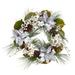 Nearly Natural 24 Silver Poinsettia Hydrangea and Pinecones Christmas Wreath - Green - 24