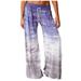 Mrat Pants For Women Graphic Full Length Pants Ladies Casual Loose Gradient Tie-dye Printed Yoga Sport Long Pnats Wide Leg Pants Black Dress Pants Female Purple XXXXL