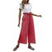 Mrat Cargo Pants for Women Full Length Pants Fashion Ladies Solid Buttons Cotton And Linen Casual Loose Trouser Wide Leg Pants Baseball Pants Pink XXL