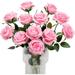 Casewin Pink Roses Artificial Flowers 10PCS Pink Fake Roses Dried Silk Flowers with Single s Faux Roses Realistic Pink Flower Centerpieces for Tables Wedding Bouquet Floral Arrangements (Pink)