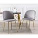 Guyou Modern Dining Chairs Set of 2 Velvet Upholstered Side Chair with Back and Gold Metal Legs for Living Room Dining Room Bedroom Kitchen Gray