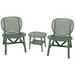 3-Piece Hollow Design Patio Table Chair Set All Weather Conversation Bistro Set Outdoor Table with Open Shelf and Lounge Chairs for Balcony Garden Yard Green