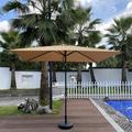 Patio Umbrella 10X 6.5Ft Rectangular Outdoor Umbrella with 26 Solar LED Lights and Crank Weather Resistant UV Protection Water Repellent Sun Shade for Garden Backyard Pool Beach Taupe