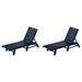WestinTrends Malibu Outdoor Chaise Lounge Set of 2 All Weather Poly Lumber Patio Pool Lounge Chair with 5 Posistions Backrest Navy Blue
