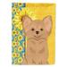 Summer Sunflowers Longhaired Gold Chihuahua Flag Garden Size 11.25 in x 15.5 in