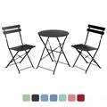 Grand Patio Metal 3-Piece Folding Bistro Table and Chairs Set Outdoor Patio Dining Furniture for Small Spaces Balcony Black