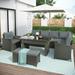 Smuxee Contemporary Outdoor Patio Sofa Set with Rattan Cushions 6PCS Garden and Patio Gray
