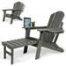 Adjustable Backrest Adirondack Chair Folding Adirondack Chair with Ottoman Plastic Adirondack Chairs w/4 in 1 Cup Holder Tray