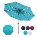 Patio Umbrella 9ft Solar Led Outdoor Table Market Umbrella with 32 LED Lights Push Button Tilt & Crank for Patio Turquoise