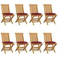 vidaXL Patio Chairs Outdoor Bistro Folding Chair with Cushions Solid Wood Teak