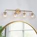 Koini 30 1/2inches Modern Gold Bathroom Vanity Lights 4-light Clear Globe Shade Dimmable Wall Sconces - L30.5 x W7 x H 10