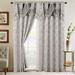 Curtain Panel Set with Attached Waterfall Valance Jacquard Fabric (SET of 2) 54 x 84 Inches Leaf Pattern Silver