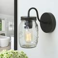 LaLuz Outdoor Mason Jar Wall Sconce Black Wall Latern Lighting - W4.75 x E7 x H8.75