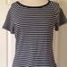 Michael Kors Tops | Michael Kors Mk Silver Stud Logo Striped Boat Neck Short Sleeve Striped T-Shirt | Color: Black/White | Size: S