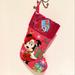 Disney Holiday | Minnie Mouse Christmas Stocking 15" Holiday Decor Disney Ruz Nwt | Color: Green/Pink | Size: 15"L X 8"W